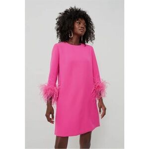 Tuckernuck Feather-Sleeve Shift Dress - Hot Pink
